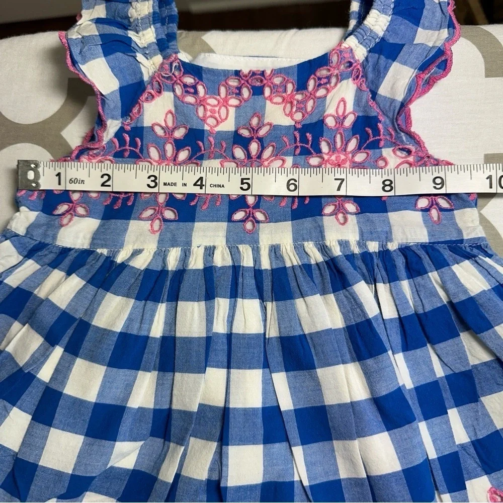 Baby Gap Eyelet Flutter Dress Blue and Pink Sz 6-12M